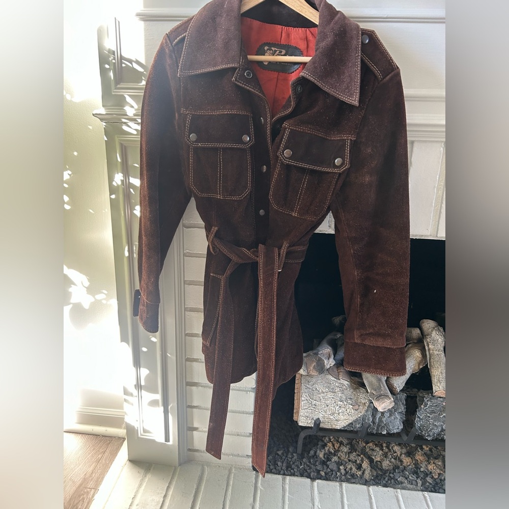 Vintage Brown Suede Belted Jacket